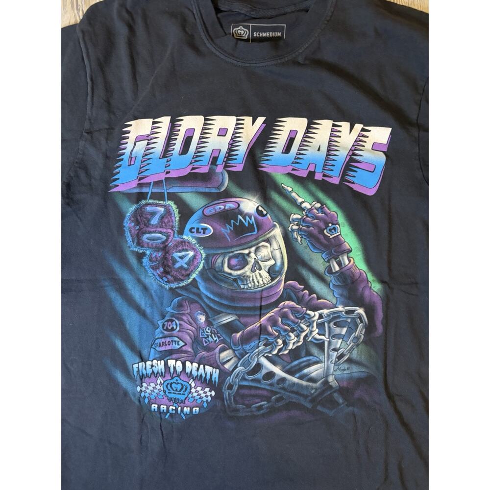 Glory Days Skeleton Racing T Shirt Mens Medium Schmedium Graphic Streetwear